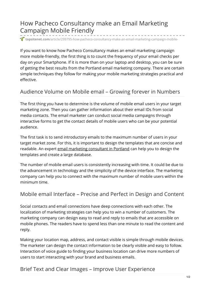 how pacheco consultancy make an email marketing