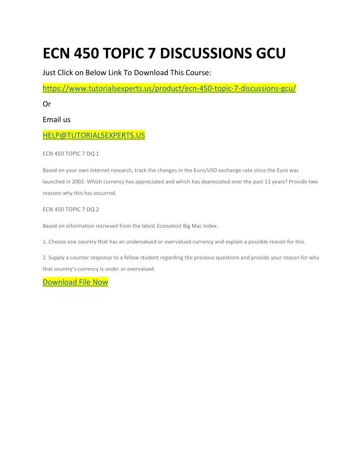 ecn 450 topic 7 discussions gcu