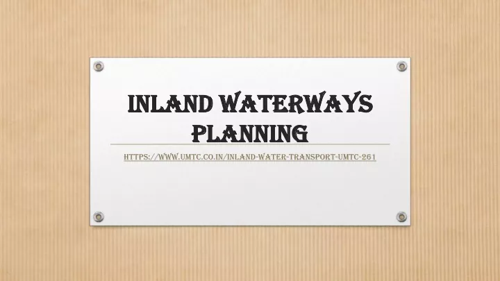 inland waterways planning