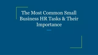the most common small business hr tasks their importance