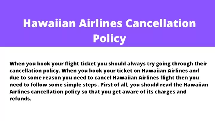 hawaiian airlines cancellation policy