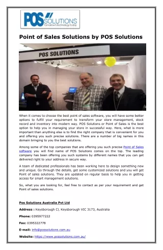 Point of Sales Solutions by POS Solutions