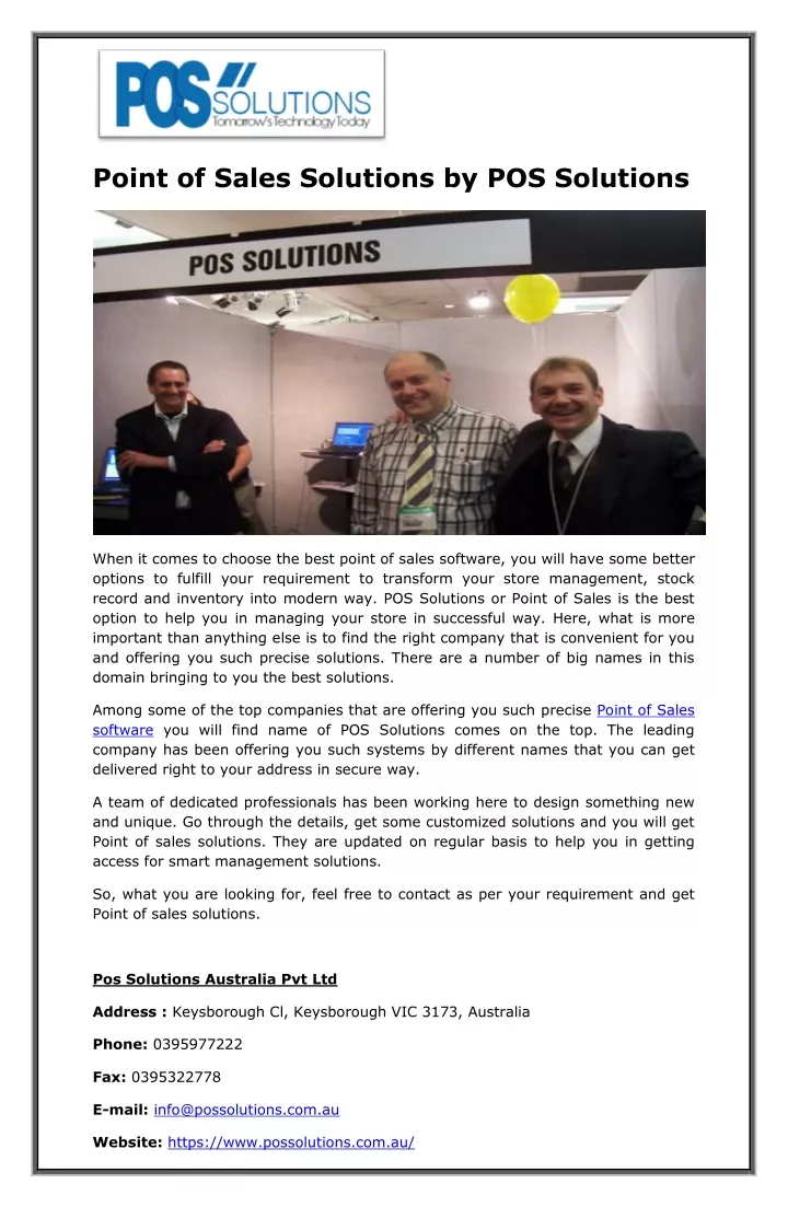 point of sales solutions by pos solutions