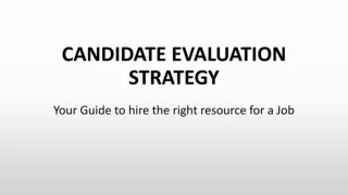 EVALUATION STRATEGY FOR RECRUITMENT