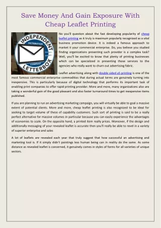 save money and gain exposure with cheap leaflet