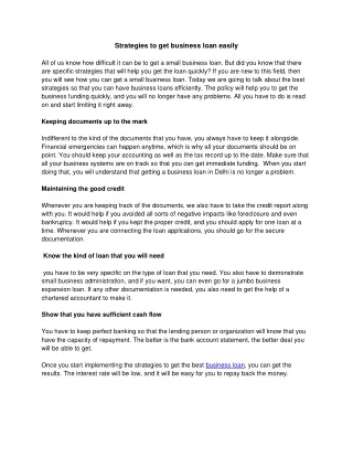 strategies to get business loan easily
