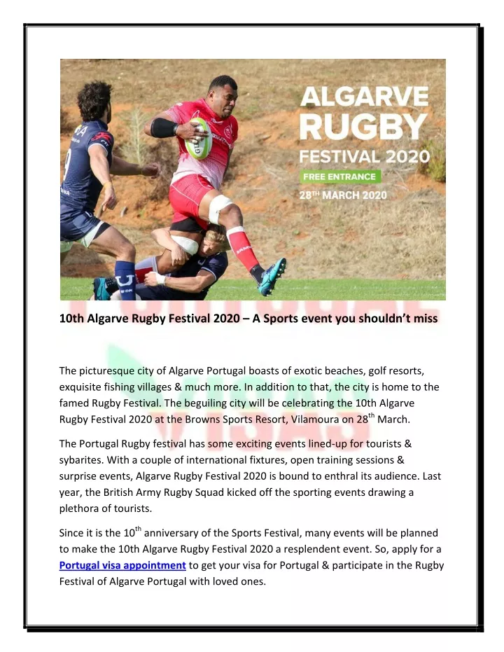 10th algarve rugby festival 2020 a sports event