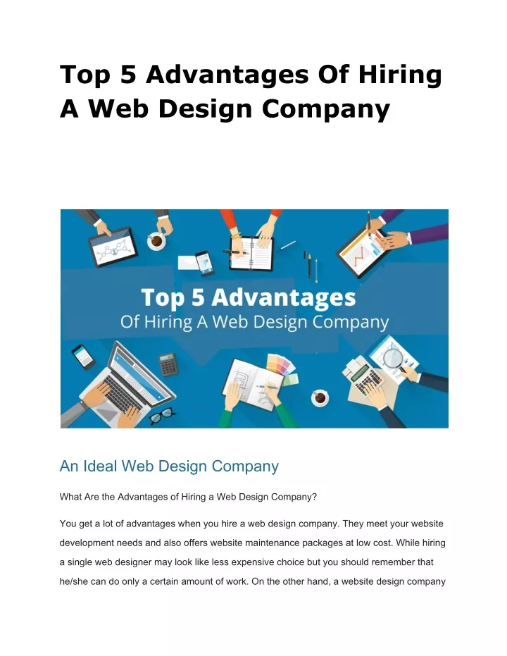 top 5 advantages of hiring a web design company