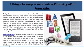 5 things to keep in mind while Choosing ePub Formatting
