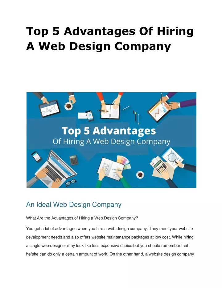 top 5 advantages of hiring a web design company