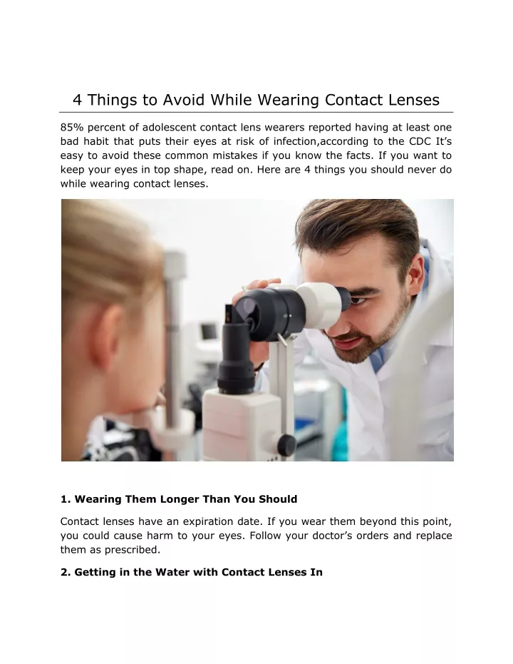 4 things to avoid while wearing contact lenses