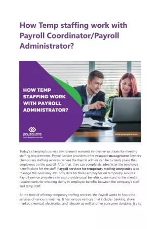 how temp staffing work with payroll coordinator