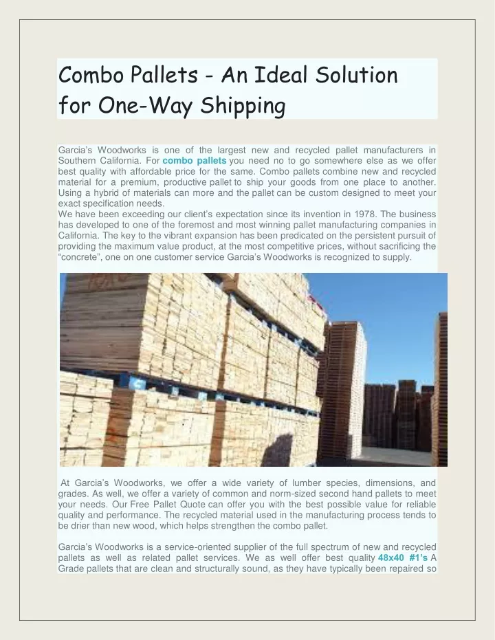 combo pallets an ideal solution