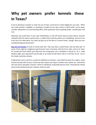 Space & Size of Dog and cat kennels