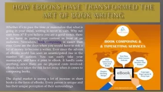 How eBooks have Transformed the art of Book Writing