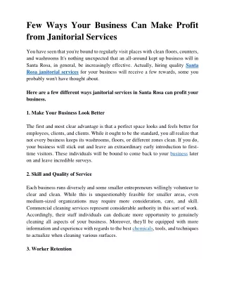 Few Ways Your Business Can Make Profit from Janitorial Services