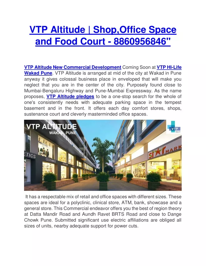 vtp altitude shop office space and food court