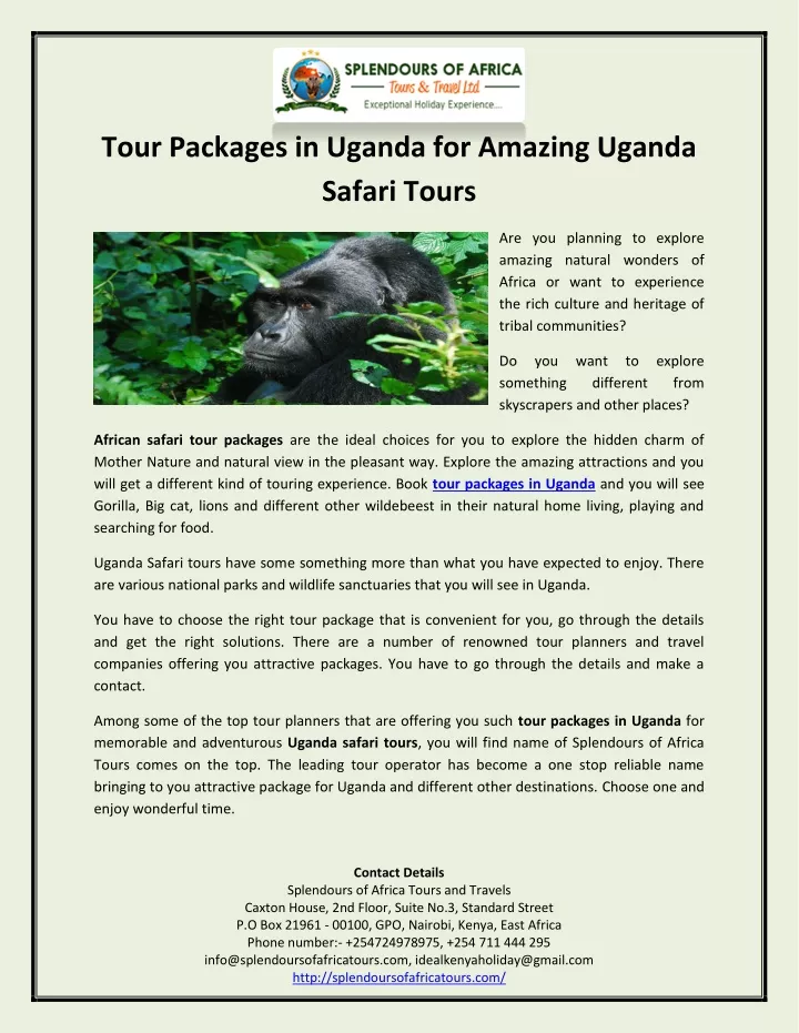 tour packages in uganda for amazing uganda safari