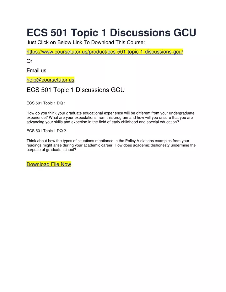 ecs 501 topic 1 discussions gcu just click