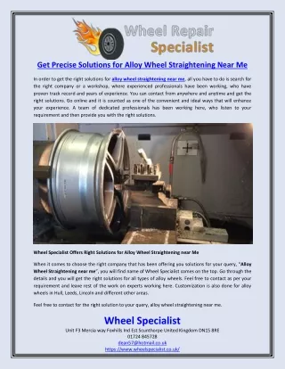 Get Precise Solutions for Alloy Wheel Straightening Near Me