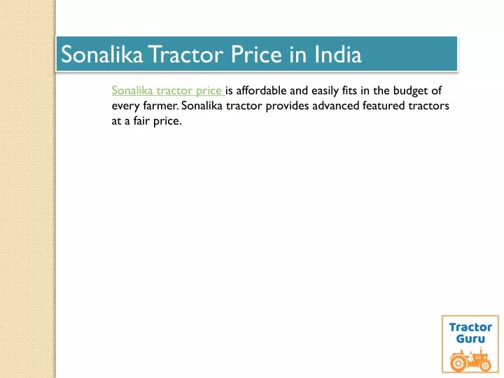 sonalika tractor price in india