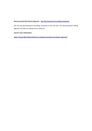 pharmaceutical recruitment agencies