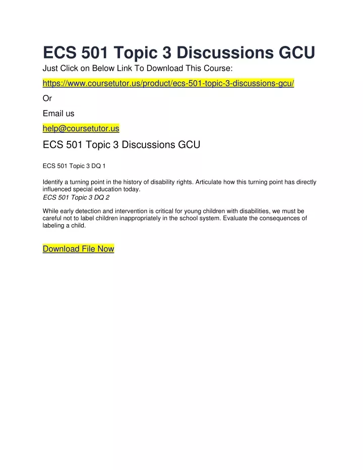 ecs 501 topic 3 discussions gcu just click