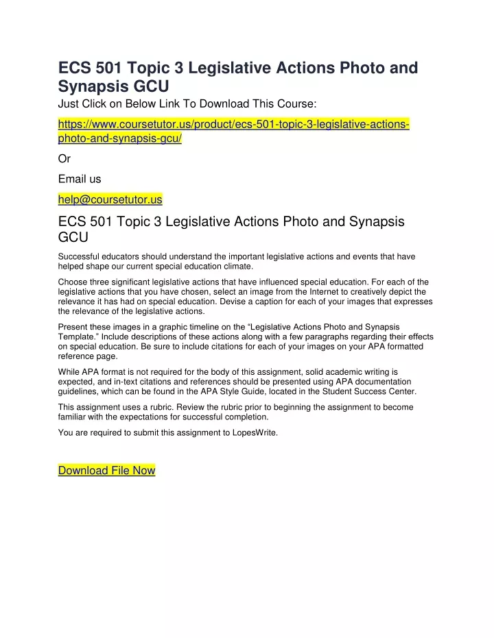 ecs 501 topic 3 legislative actions photo