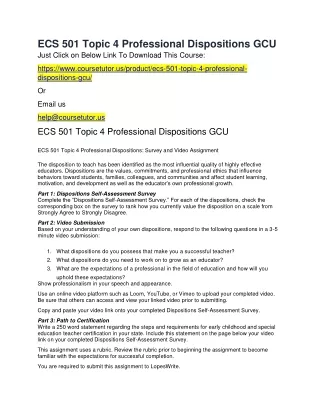 ECS 501 Topic 4 Professional Dispositions GCU