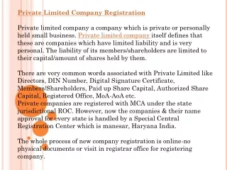 Private limited company registration, pvt ltd company registration