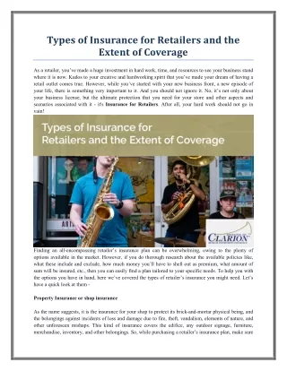 types of insurance for retailers and the extent