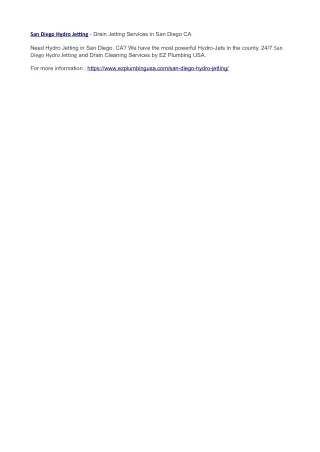 san diego hydro jettjng drain jetting services