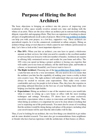 purpose of hiring the best architect