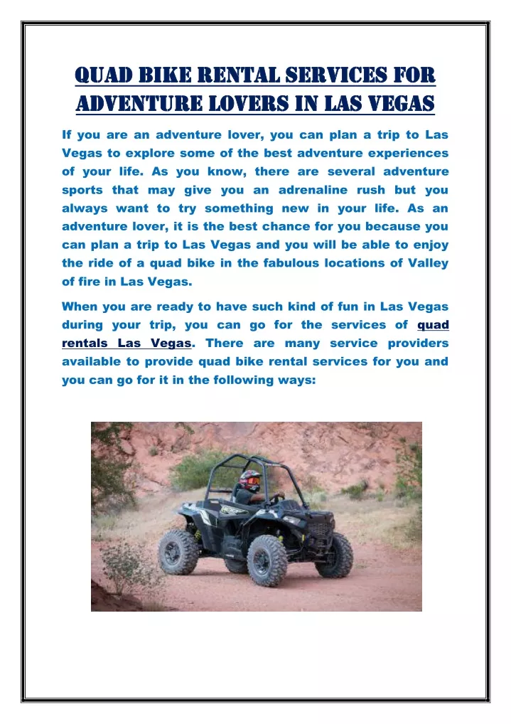 quad bike rental services for quad bike rental