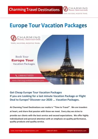 Europe Tour Vacation Packages