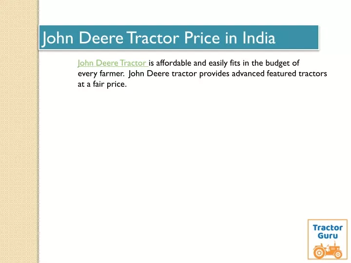 john deere tractor price in india