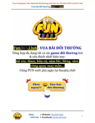 Top 2 minigame chơi đánh bài đổi thưởng rinh tiền cực dễ năm 2020 | Fun365 Club