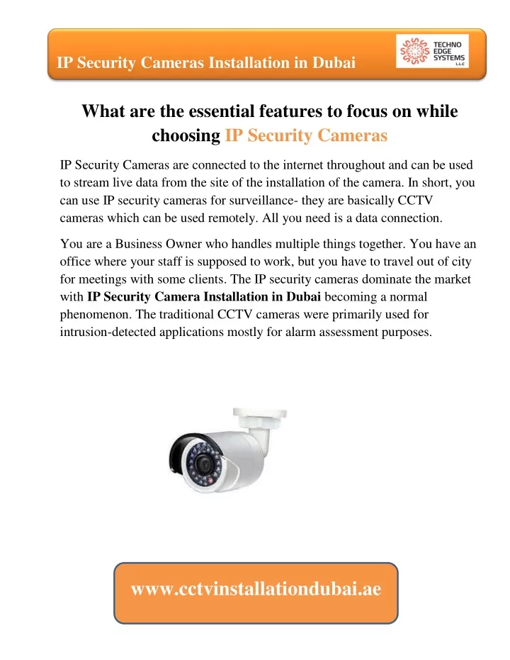 ip security cameras installation in dubai