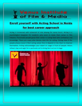 Enroll yourself with acting school in noida for best career approach