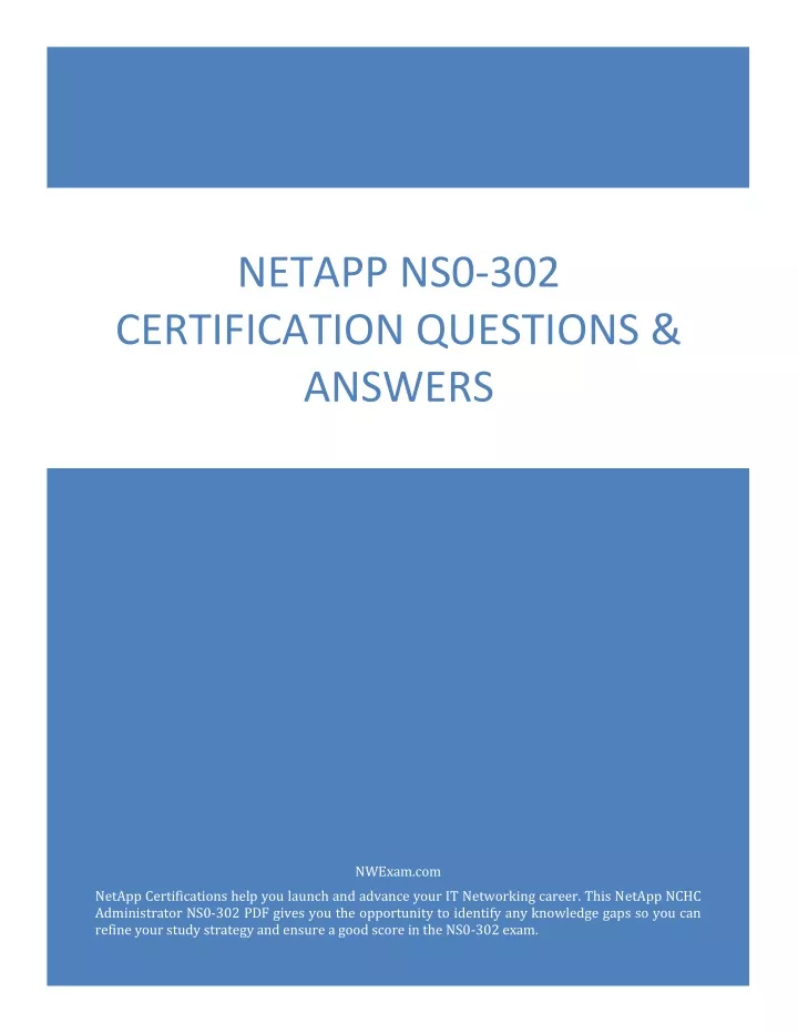 netapp ns0 302 certification questions answers