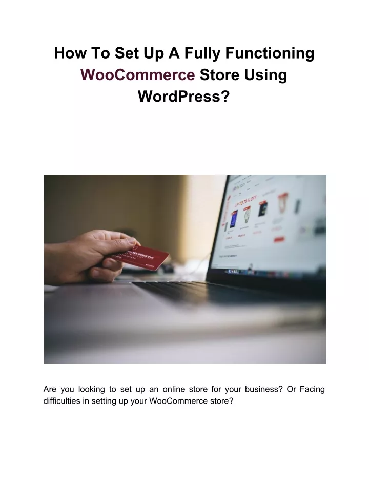 how to set up a fully functioning woocommerce