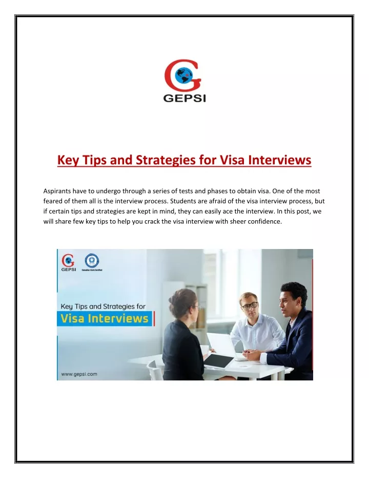 key tips and strategies for visa interviews