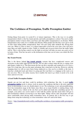 the usefulness of preemption traffic preemption