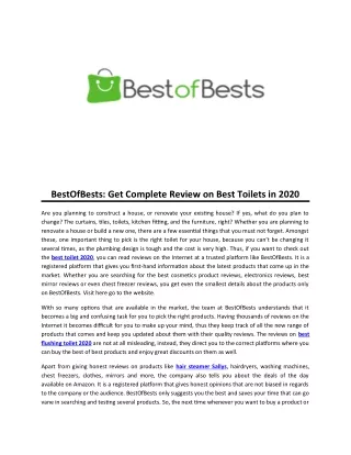 BestOfBests: Get Complete Review on Best Toilets in 2020