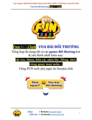 Top 4 game đánh bài online được yêu thích nhất ở Việt Nam | fun365 club