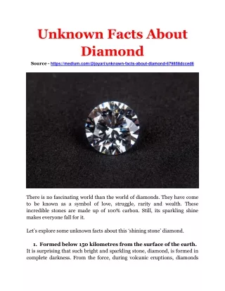 unknown facts about diamond