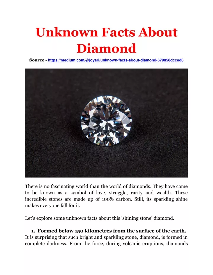 unknown facts about diamond