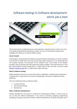 Software testing Vs Software development- which job is best