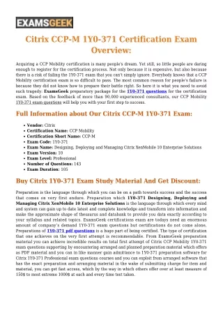 My Review On 1Y0-371 Citrix Exam Practice Test