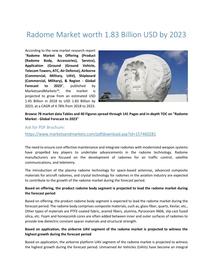 radome market worth 1 83 billion usd by 2023